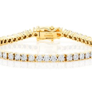 6pt Miracle Set Diamond Bracelet 14k Solid Gold 2.75ctw