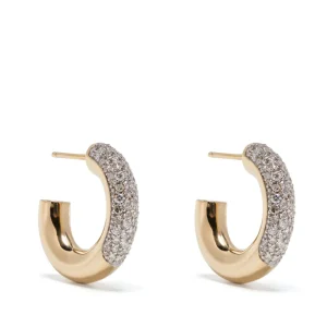 14kt yellow gold Signature Pavé diamond hoop earrings