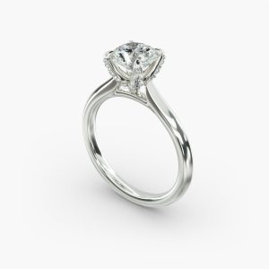 Knife Edge Solitaire Engagement Ring Diamond Tulip Head
