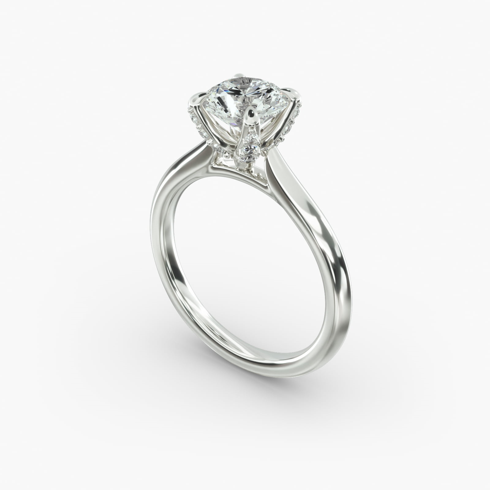 Knife Edge Solitaire Engagement Ring Diamond Tulip Head