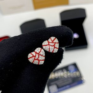 Silver and Moissanite Diamond Heart Earring