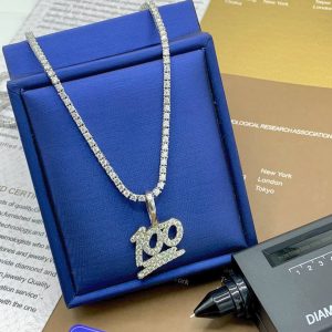High End Vvs1 Moissanite Diamond 100 Emoji Pendant