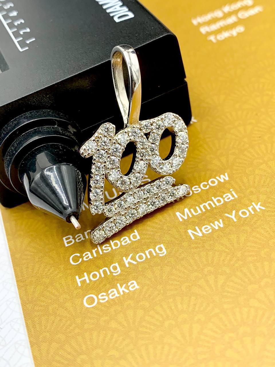 High End Vvs1 Moissanite Diamond Tennis Necklace (4mm) With 100 Emoji Pendant - Image 5