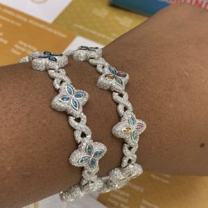 High End VVS1 Moissanite Diamond Flower Cross  Bracelet