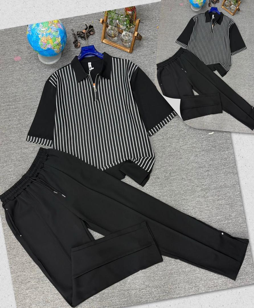 Luxury Striped Short Sleeve Track