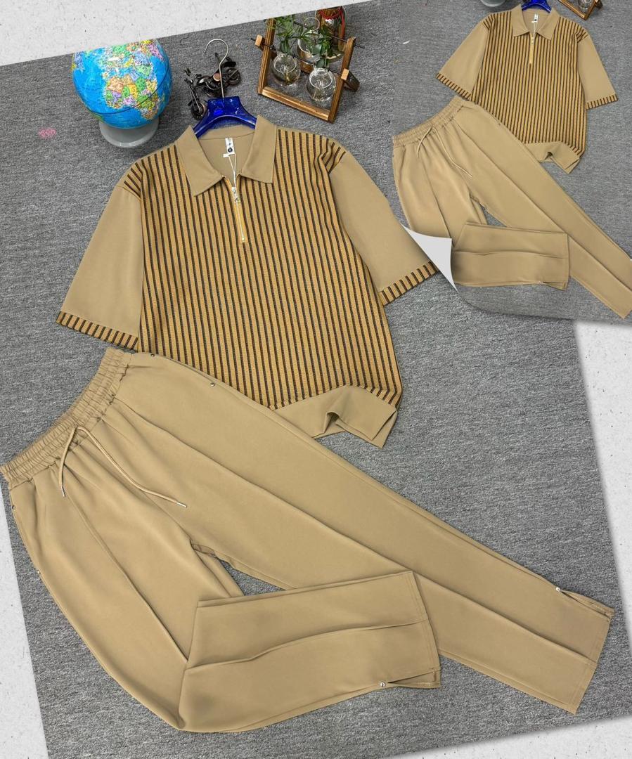 Luxury Striped Short Sleeve Track