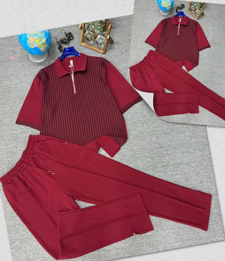 Luxury Striped Short Sleeve Track