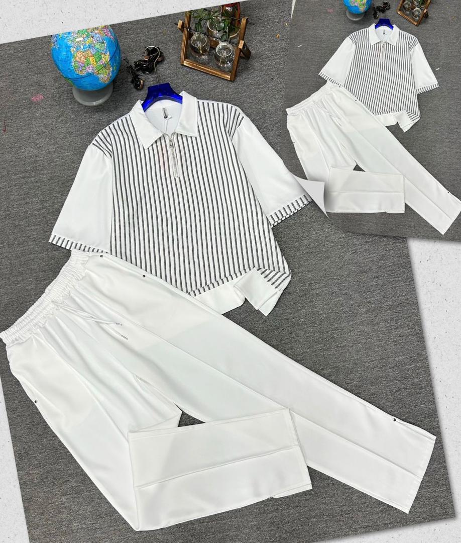 Luxury Striped Short Sleeve Track